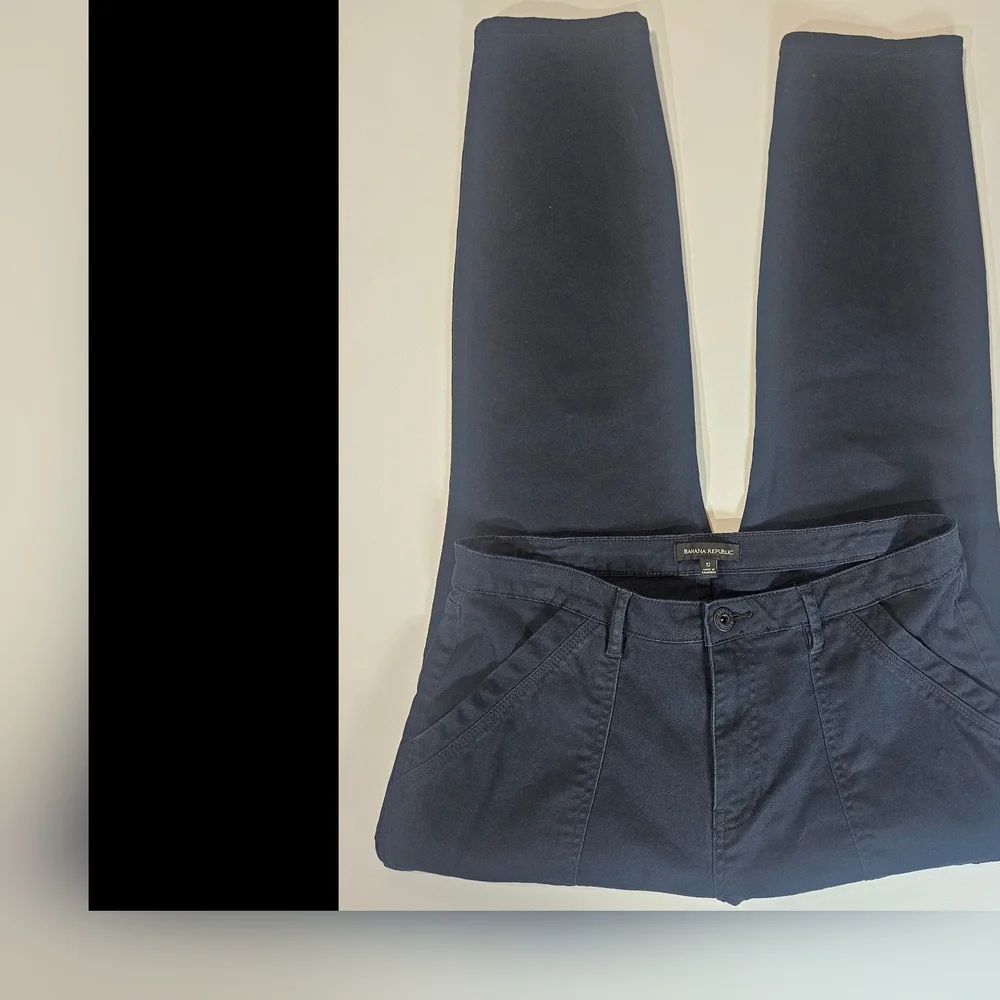 Banana Republic Chino Pants Womens 12 Navy Blue‎ High Rise Straight Leg Casual